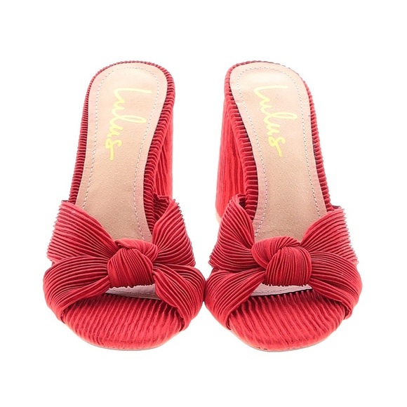 Asher Red Fabric Knotted High Heel Sandals Size 7 - Picture 2 of 3